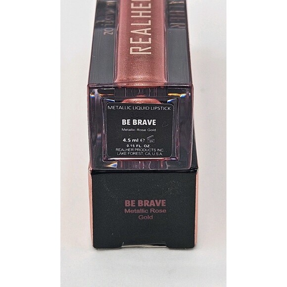 Realher Matte Liquid Lipstick BE BRAVE Metallic Rose Gold New In Box - Picture 3 of 6